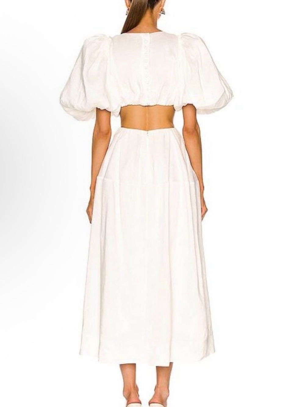 Aje Vanades Ivory Ring-Detail Midi Dress - Picture 2 of 7
